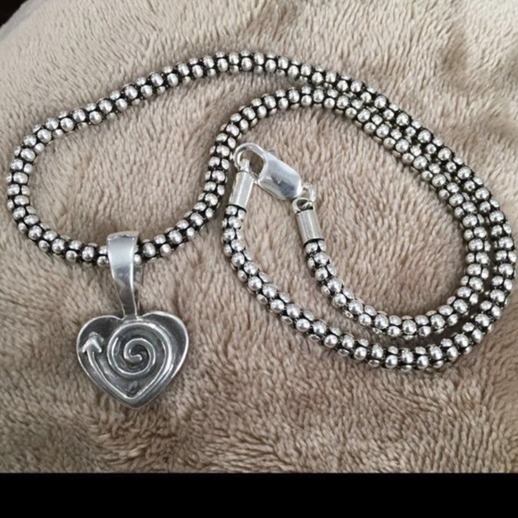 SILPADA Sterling Silver Heart Arrow Spiral Pendant on 
SILPADA Popcorn Chain - Picture 7 of 8